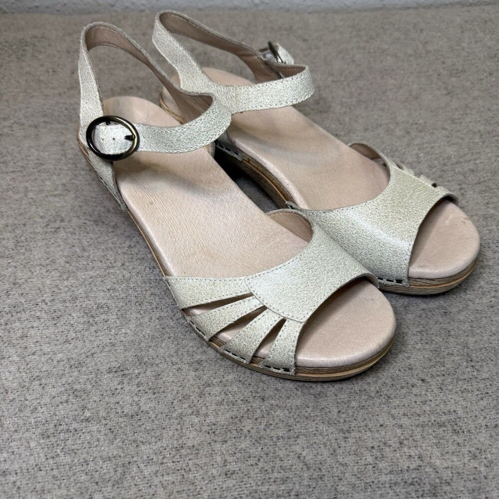Dansko Sandals Women 40 Beige Marlow Ankle Strap Chunky Heel Hoho Comfort Artsy